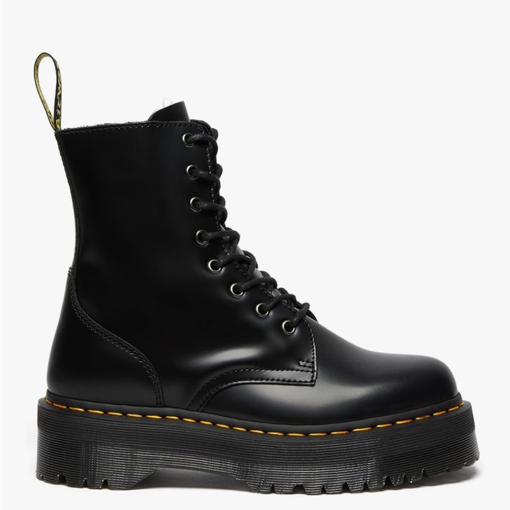 Dr. Martens Black Ankle Boots with Yellow Stitching